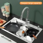 Évier de cuisine en acier inoxydable 304, grande capacité, bol simple, poste de travail multifonctionnel pour légumes, lavage/couper/Drain dans un ensemble complet