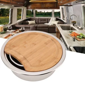 Lavabo en acier inoxydable de grande capacité avec nuits de hachage en bambou, ark pour bateau, yacht, montres, 360x120mm