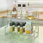 Support de rangement pour comptoir de cuisine, étagère à épices, panier de rangement polyvalent en fil de fer pour salle de bains, articles de toilette, organisateur de tasses