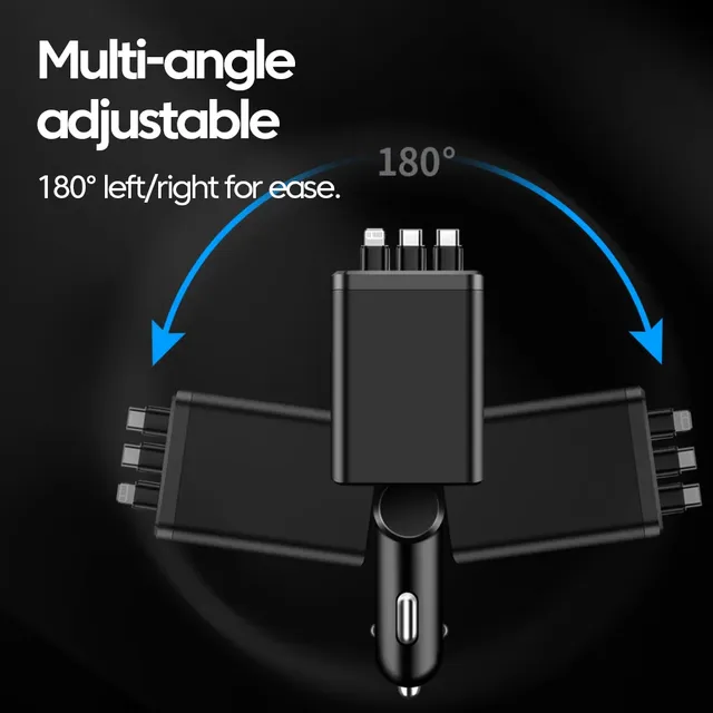 Elough 7 en 1 chargeur de voiture rétractable USB C vers… – vue 4