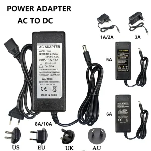 Transformateur AC 220V 110V à DC 12V 1A 2A 3A 5A 6A 8A 10A, transformateur AC DC 220 V 110 V à 12 V pour bande lumineuse LED, Tube de lampe Transformateur AC 220V 110V à DC 12V 1A 2A 3A 5A 6A 8A 10A, transformateur AC DC 220 V 110 V à 12 V pour bande lumineuse LED, Tube de lampe