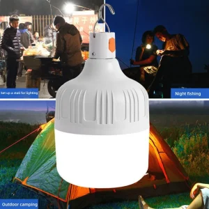 Ampoule LED d&rsquo;extérieur, Rechargeable par USB, 40W/60W/80W, crochet de lumière d&rsquo;urgence, lanterne Portable pour Camping et pêche, veilleuse