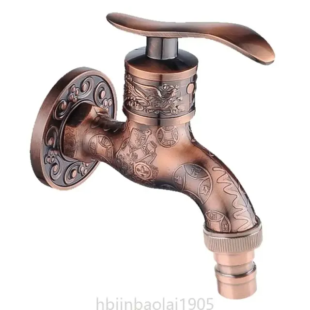 Robinet mural extérieur bronze antique laiton doré gravé… – vue 3