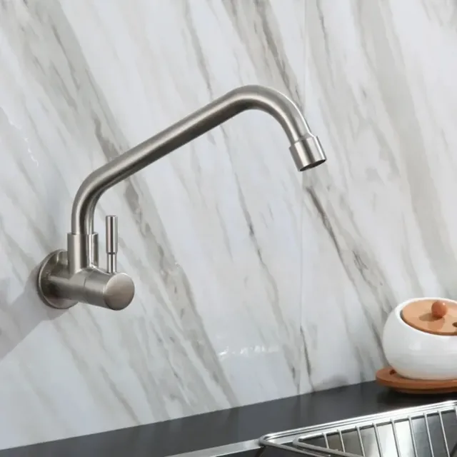 Robinet d'Eau Froide Simple Mural en Acier Inoxydable – vue 3