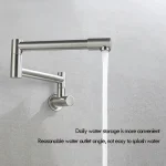 Robinet pliant télescopique de cuisine mural, bec rotatif à 360 degrés, robinet de lavabo à main froide unique, robinet d&rsquo;eau universel sans éclaboussures