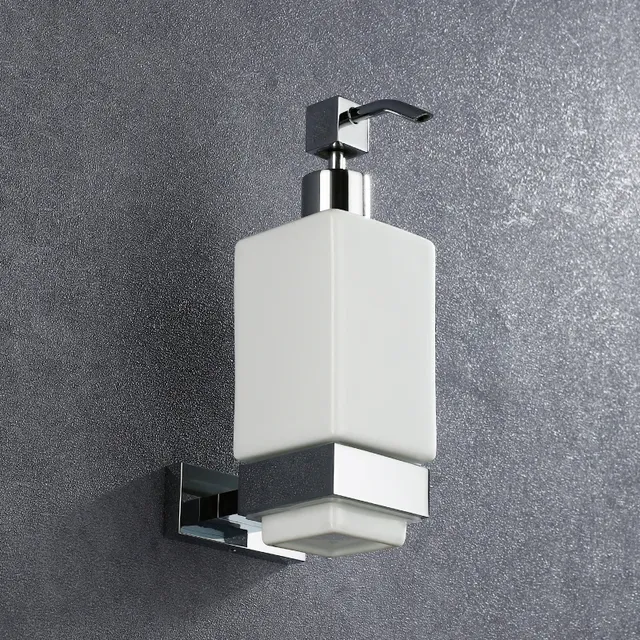 Distributeur savon mural céramique pompe chromée support… – vue 3