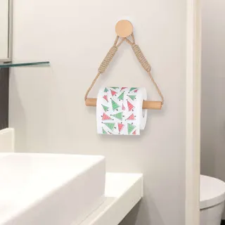Porte papier mural bois clair cordage tressé beige rustique bohème…