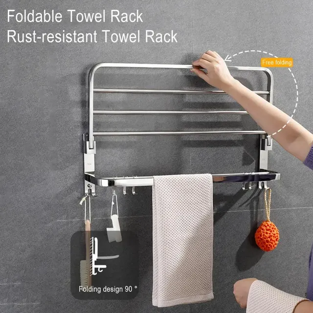 Porte serviettes mural pliable inoxydable chromé mat…