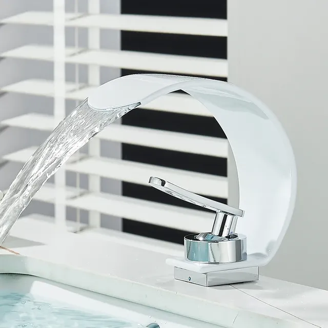 Robinet de lavabo cascade chromé blanc – vue 5