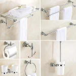 Ensemble d&rsquo;accessoires de salle de bains en laiton chromé, étagère à serviettes, porte-serviettes, porte-papier hygiénique, porte-savon, crochet pour Robe, ensemble de matériel de salle de bains