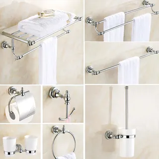 Ensemble d'accessoires de salle de bains en laiton chromé
