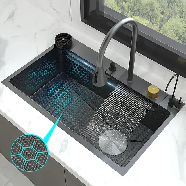 Nouvel évier de cuisine en acier inoxydable avec cascade – vue 5