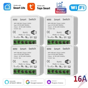 Interrupteur intelligent Wifi 16A, disjoncteur à monter soi-même, avec contrôle bidirectionnel, fonction de moniteur de puissance, prise en charge Yandex Alice Alexa Google domotique