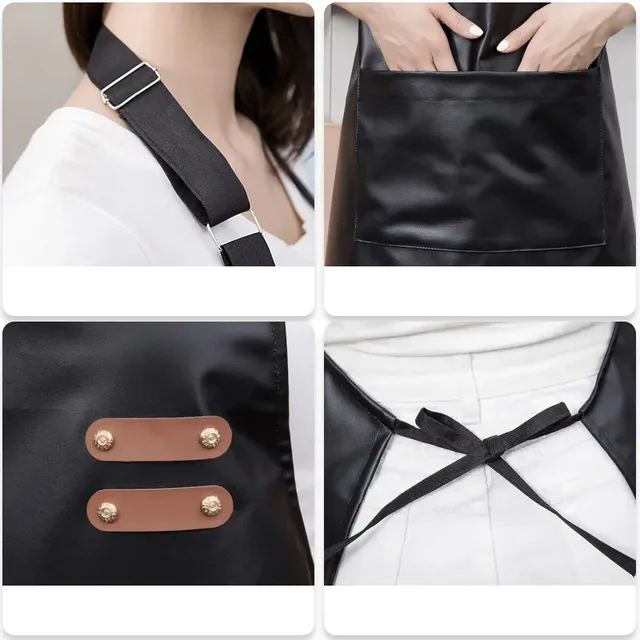 Tablier en cuir PU imperméable et à l'huile – vue 5