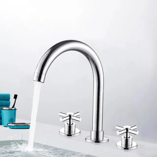 BECOLA robinets de lavabo noirs en laiton chromé poli – vue 3