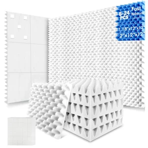 panneau acoustique insonorisant mousse alvéolée blanche modulable lot 6 12 24 dalles 30cm profil ondulé épaisseur 5cm studio cinéma cabine panneau acoustique insonorisant mousse alvéolée blanche modulable lot 6 12 24 dalles 30cm profil ondulé épaisseur 5cm studio cinéma cabine