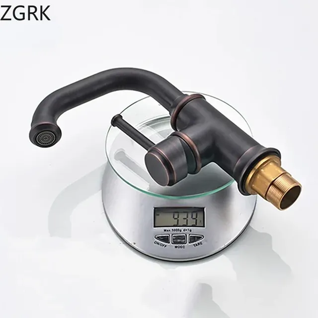 Mitigeur Lavabo Monotrou Bec Haut Col Cygne Bronze Noir… – vue 6