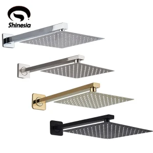 Kendesia-Pommeau de douche chromé ultra fin 12 pouces, pommeau de bain à effet pluie avec bras de douche, accessoire en acier inoxydable