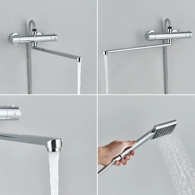 Robinet de baignoire thermostatique chromé mural – vue 4