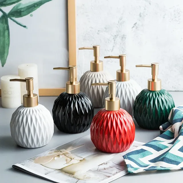 Distributeur savon liquide céramique émaillée pompe… – vue 2