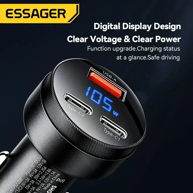 Essager 105W USB chargeur de voiture Charge rapide 4.0… – vue 4