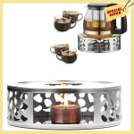 -BABQ 2X chauffe-thé chauffe-café en acier inoxydable avec porte-bougie chauffe-plat Base à thé creux sculpté Design chauffe-café