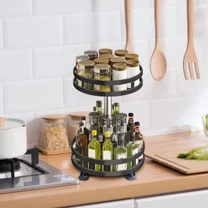 360 ° Étagère à épices rotative, organisateur, Base antidérapante, étagère à épices rotative en acier au carbone, support de rangement de cuisine rond multicouche 360 ° Étagère à épices rotative, organisateur, Base antidérapante, étagère à épices rotative en acier au carbone, support de rangement de cuisine rond multicouche