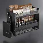 Panier de levage de cuisine, tampon haut et bas, porte ouverte, support de rangement, panier d&rsquo;assaisonnement, meubles de cuisine