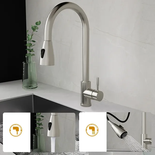 Robinet de cuisine noir Flexible extractible – vue 4