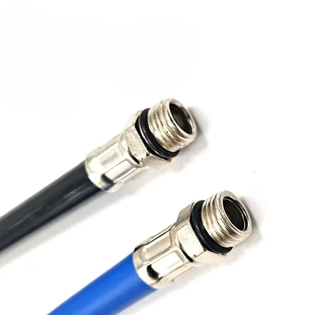 Tuyau gonflage pneu flexible caoutchouc bleu embout… – vue 3