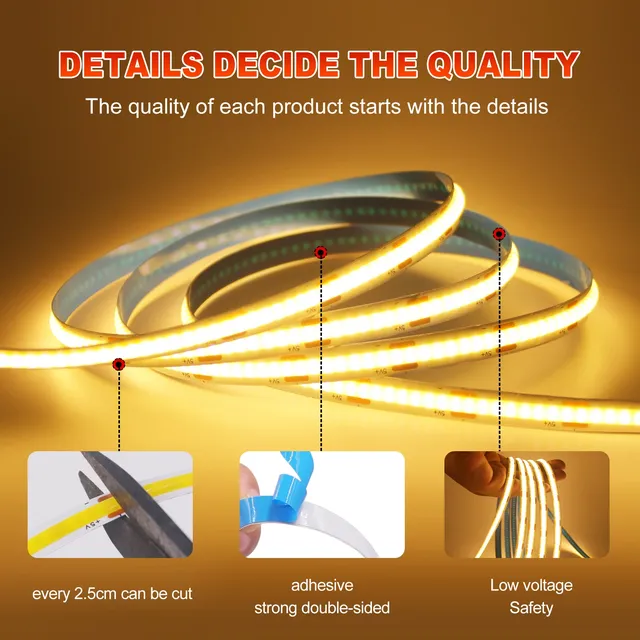 Bande Lumineuse LED COB Flexible avec Joli Marche/Arrêt – vue 3