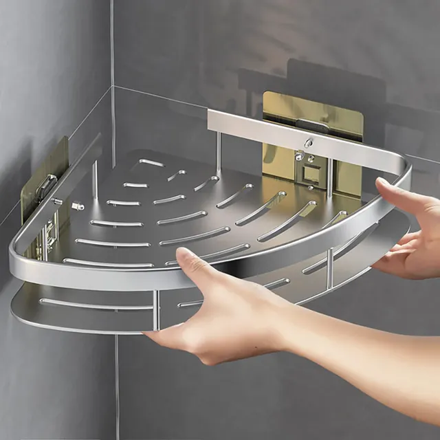 Étagère murale coin douche rangement aluminium noir mat… – vue 5