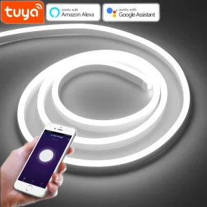 Tuya Smart Life LED Neon Light Strip, EU Plug, WiFi Control, DC 12V, 24V, 120LED, M, Corde flexible, Lampe tubulaire, Fonctionne avec Alexa, Google Home Tuya Smart Life LED Neon Light Strip, EU Plug, WiFi Control, DC 12V, 24V, 120LED, M, Corde flexible, Lampe tubulaire, Fonctionne avec Alexa, Google Home