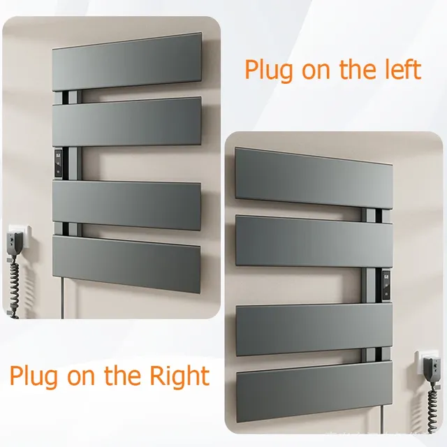 Sèche serviettes mural électrique aluminium laqué gris… – vue 3