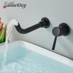 Robinet de lavabo en cuivre pur, robinet de lavabo à poignée unique, robinet d&rsquo;évier mural, salle de bain, buanderie, balcon, robinet de lavabo de salle de bains