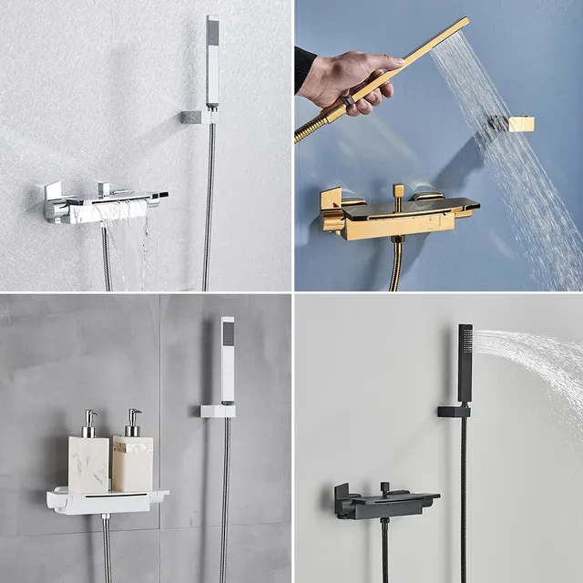 Bec mural en laiton pour baignoire noire – vue 2