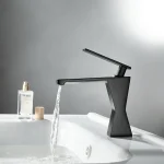 Robinet de centre commercial d&rsquo;eau chaude et froide à poignée unique, grue de ark montée sur le pont, noyau en laiton moderne