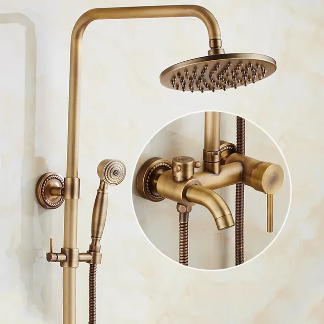 Pommeau de douche mural en laiton antique – vue 4