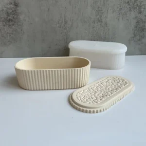 Boîte de rangement ovale avec couvercle, moule en Silicone, bricolage, plâtre, Pot de fleur en béton, boîte de rangement de bijoux, moules en résine époxy و