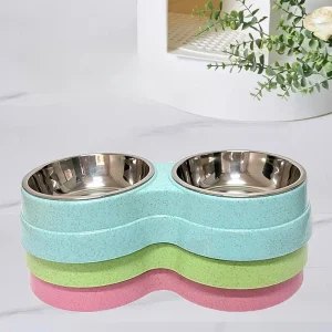 Accessoires pour petits chiens, bols doubles pour animaux de compagnie, plat à boire en acier inoxydable, mangeoire pour chien, mangeoire d&rsquo;eau, fournitures d&rsquo;alimentation pour chat et chiot