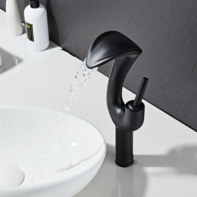 Becola robinet de lavabo cascade salle de bains noir or… – vue 2