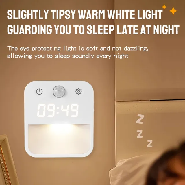 LED intelligente veilleuse horloge moderne applique ue… – vue 4