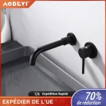 Robinet en laiton noir chaud et froid, ark, bec à percussion, montage mural, centre de bain, or brossé, bronze à canon