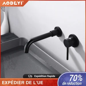 Robinet en laiton noir chaud et froid, ark, bec à percussion, montage mural, centre de bain, or brossé, bronze à canon