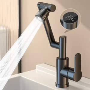 Robinet de lavabo LED à affichage numérique, Rotation à 360 degrés, pulvérisateur à jet multifonction, mélangeur d’évier d’eau chaude et froide, robinet de lavage pour salle de bains Robinet de lavabo LED à affichage numérique, Rotation à 360 degrés, pulvérisateur à jet multifonction, mélangeur d’évier d’eau chaude et froide, robinet de lavage pour salle de bains