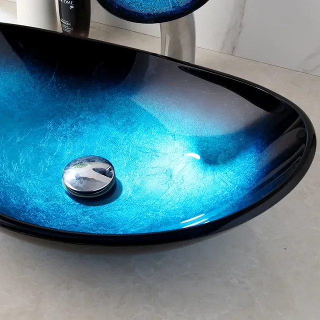 Bassin à bec de cascade de peinture à la main en verre – vue 4