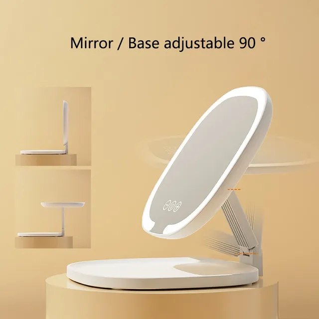 Miroir de maquillage pliable à lumière LED tricolore – vue 3
