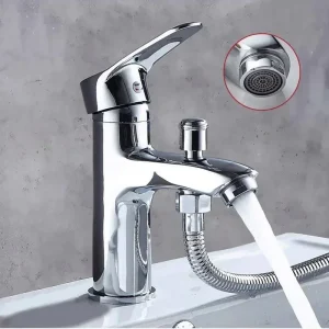 Robinet de douche de salle de bains, robinet de lavabo monotrou avec accessoires de douche, robinet de lavabo domestique multifonctionnel