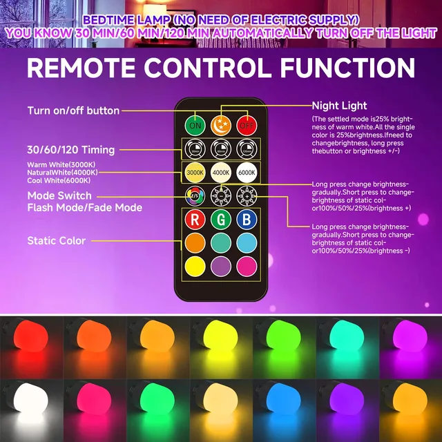 Ampoule LED multicolore E27 rechargeable télécommande… – vue 3