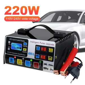 Chargeur de batterie de voiture 400A, écran LCD, chargeur rapide haute puissance, chargeur de réparation d&rsquo;impulsion Intelligent, chargeur de batterie auto-arrêt